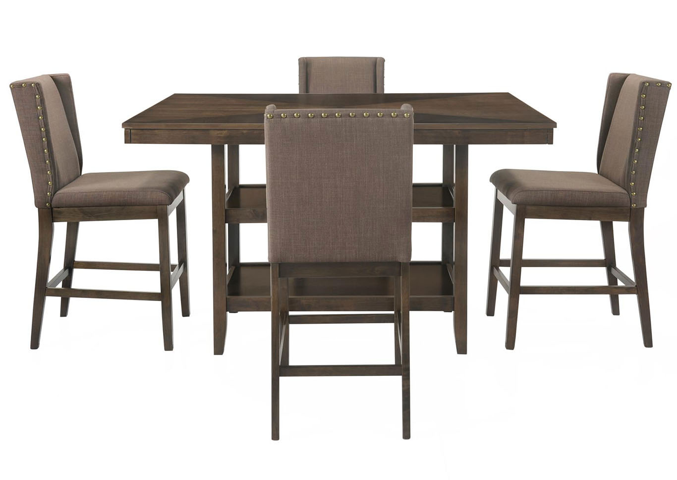 Roses Flooring And Furniture Elway Brown 5 Pc Counter Height Table