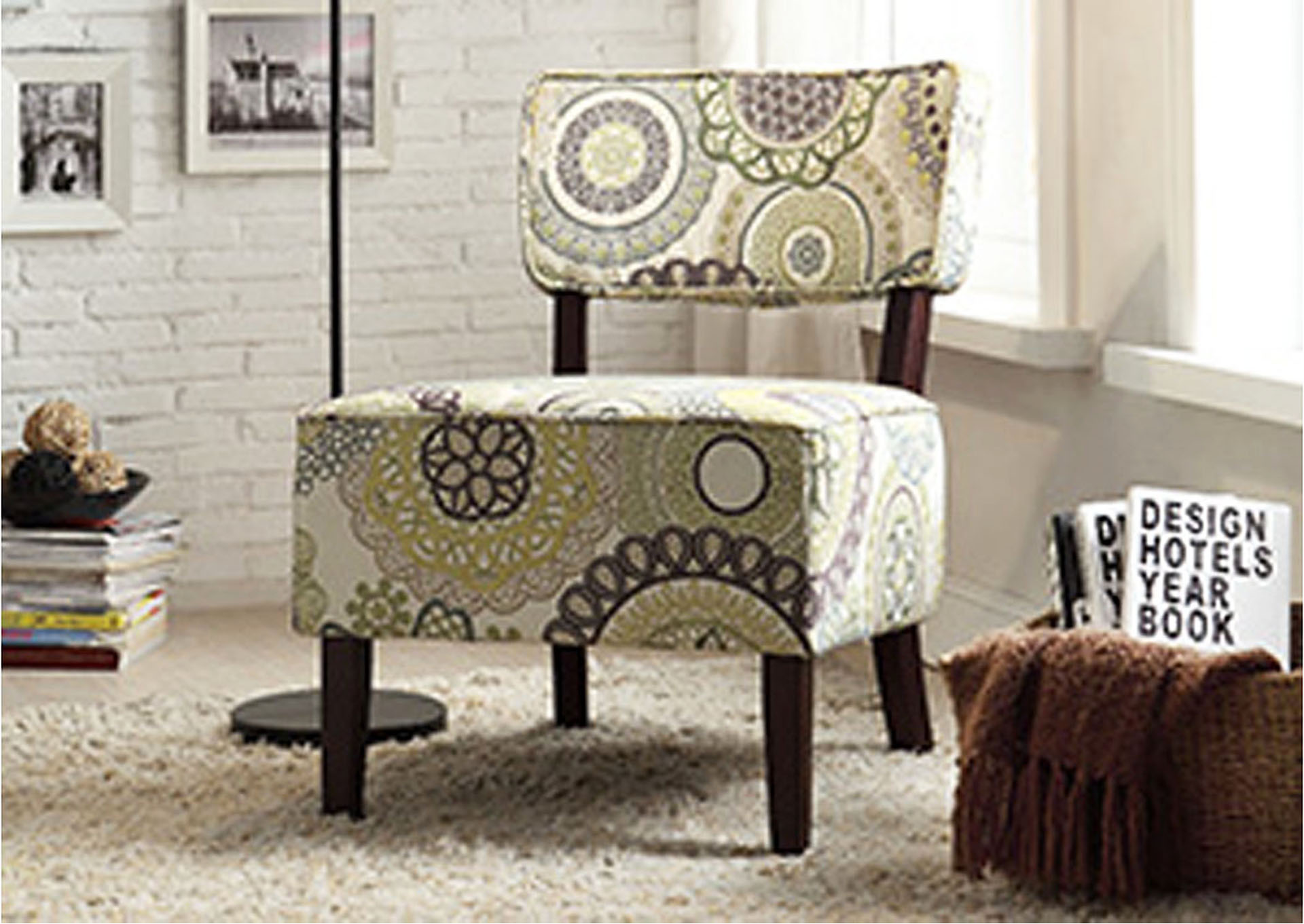 Homelegance 1191F1S Orson Stripe Print Fabric Armless Accent Chair Home Elegance