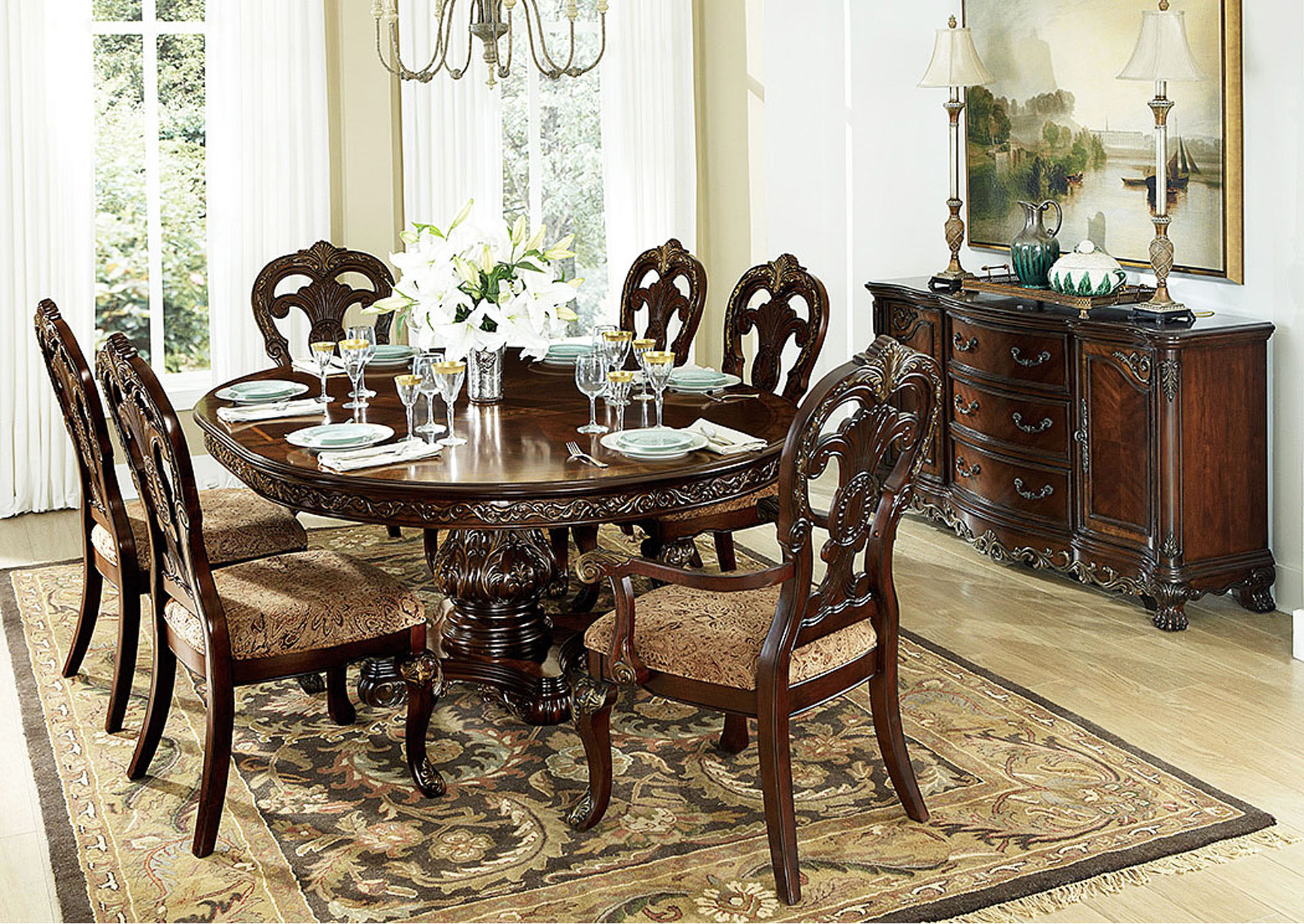Central Furniture Mart Deryn Park Oval Dining Table Set w/4 Side Chairs Central Furniture Mart Deryn Park Oval Dining Table Set w/4 Side Chairs