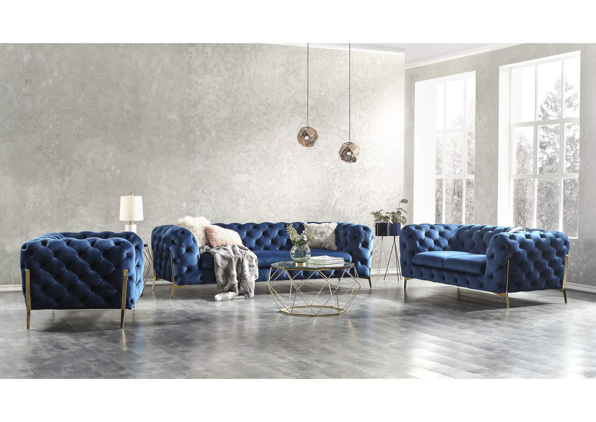 Glamour Love Seat In Blue Alexis Furniture