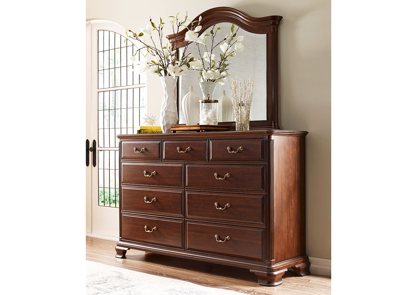 Penland S Furniture Hadleigh Classic Cherry Arched Dresser Mirror