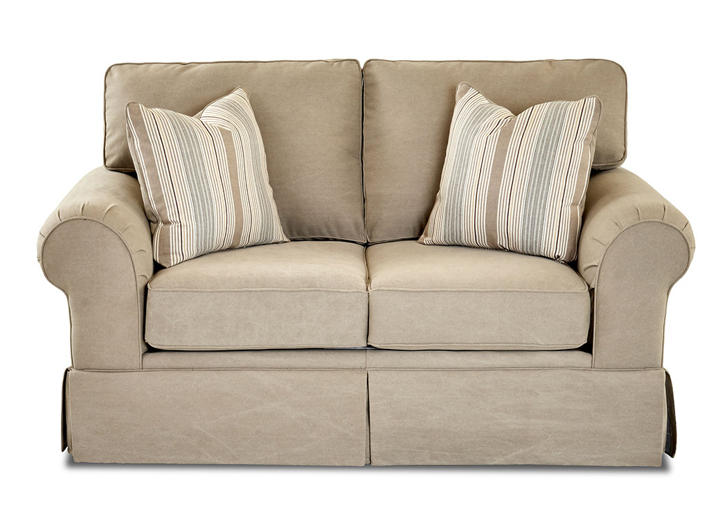 Woodwin Tibby Linen Beige Stationary Fabric Loveseat Pucci S Carpet One Furniture Bedding Fredonia Ny