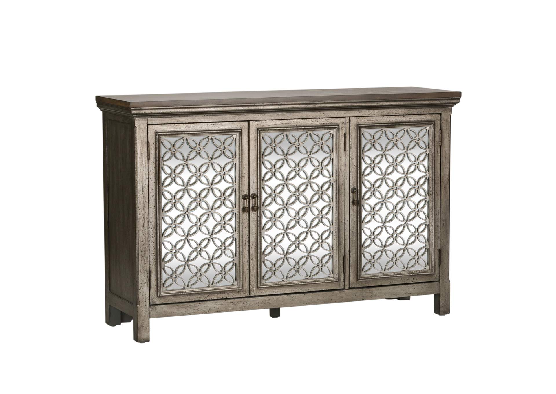 V Watts Furniture Westridge White Dusty Wax 3 Door Accent Cabinet