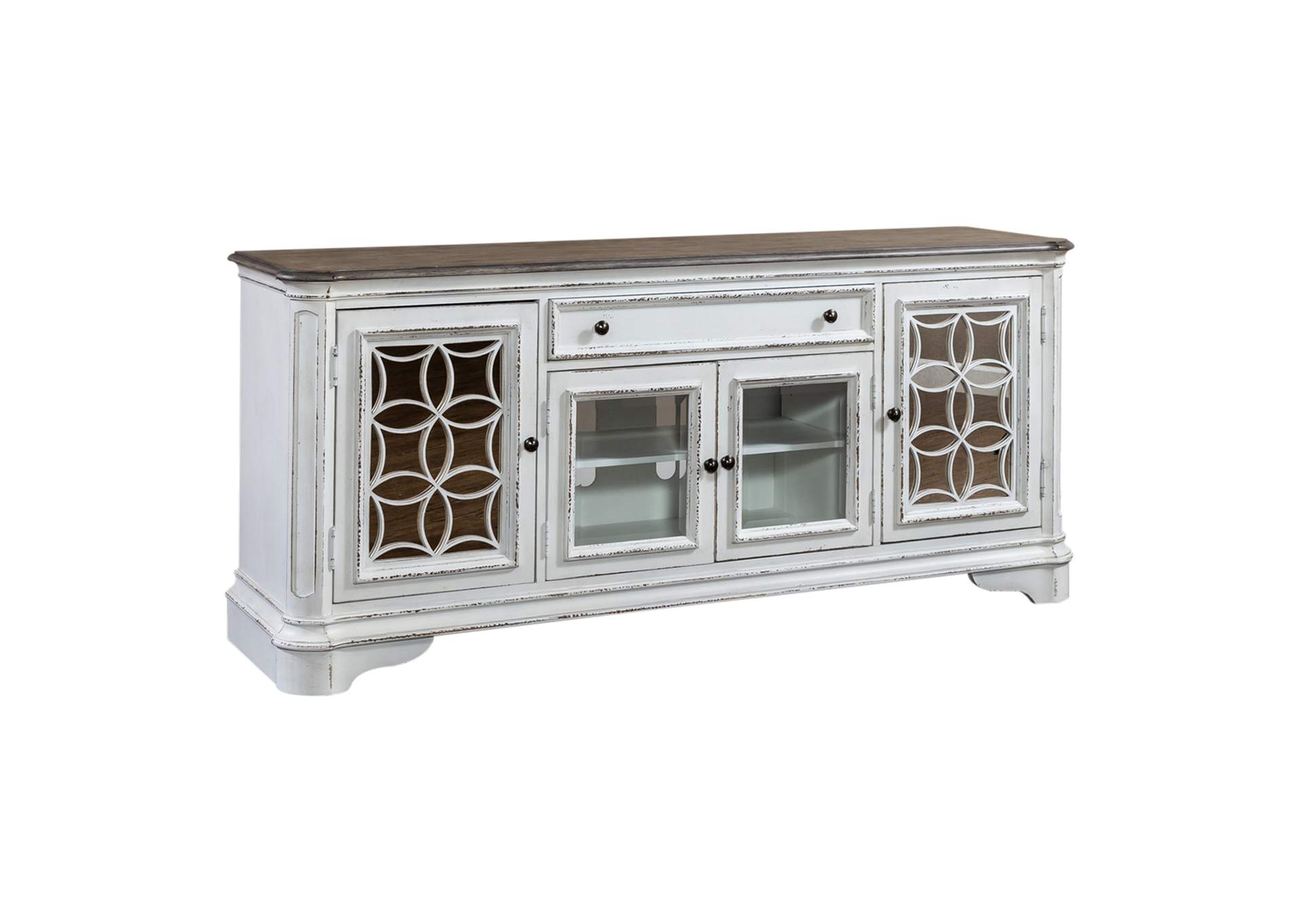 Magnolia Manor Antique White Entertainment Tv Stand Roberts Furniture Mattress