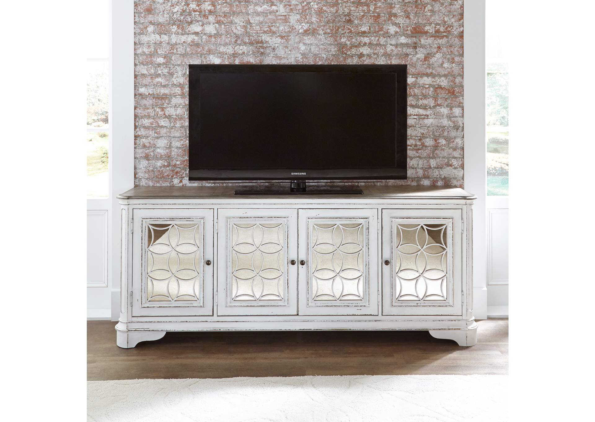 Magnolia Manor Antique White Tv Console Kemper Furniture