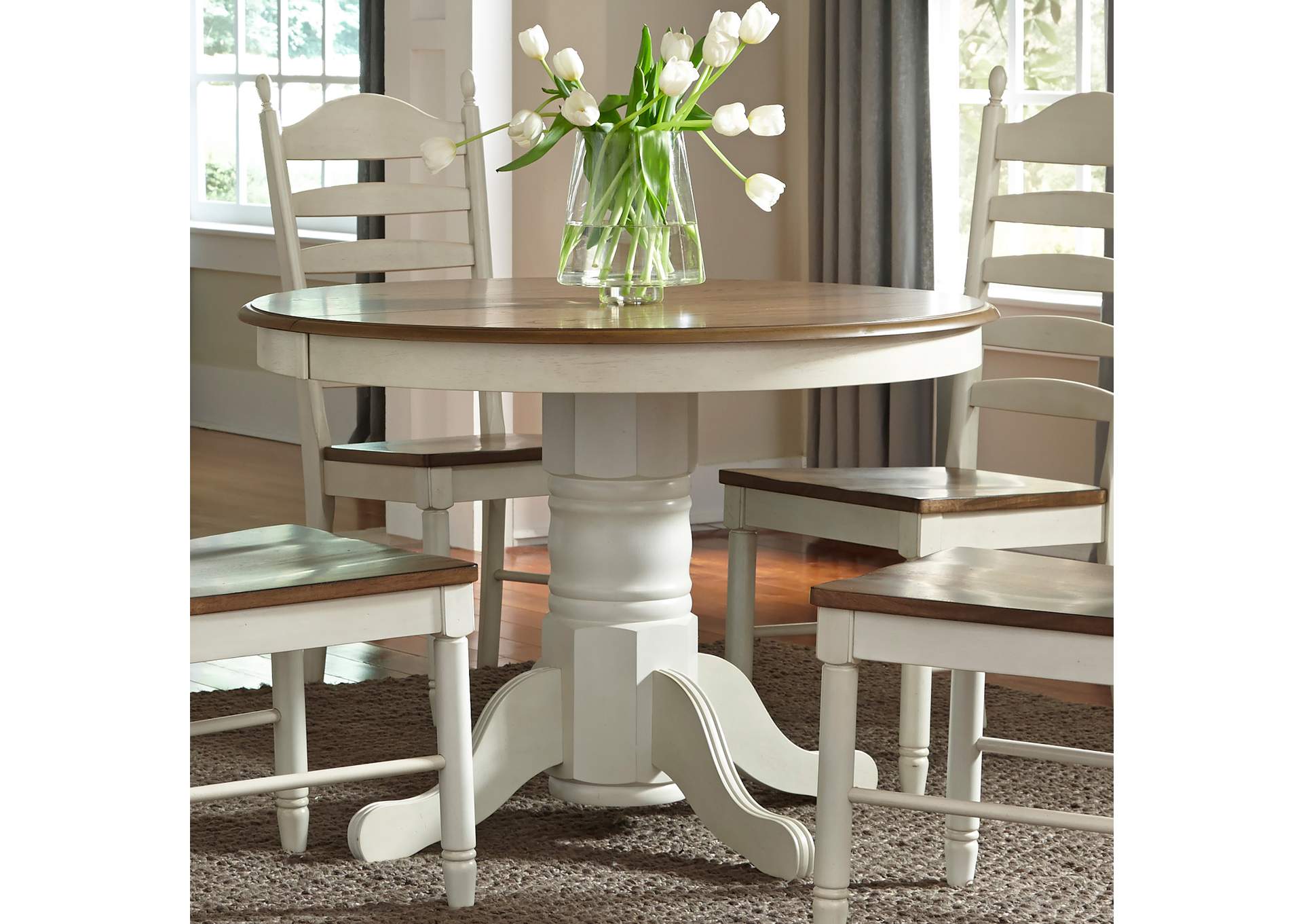 cream round kitchen table