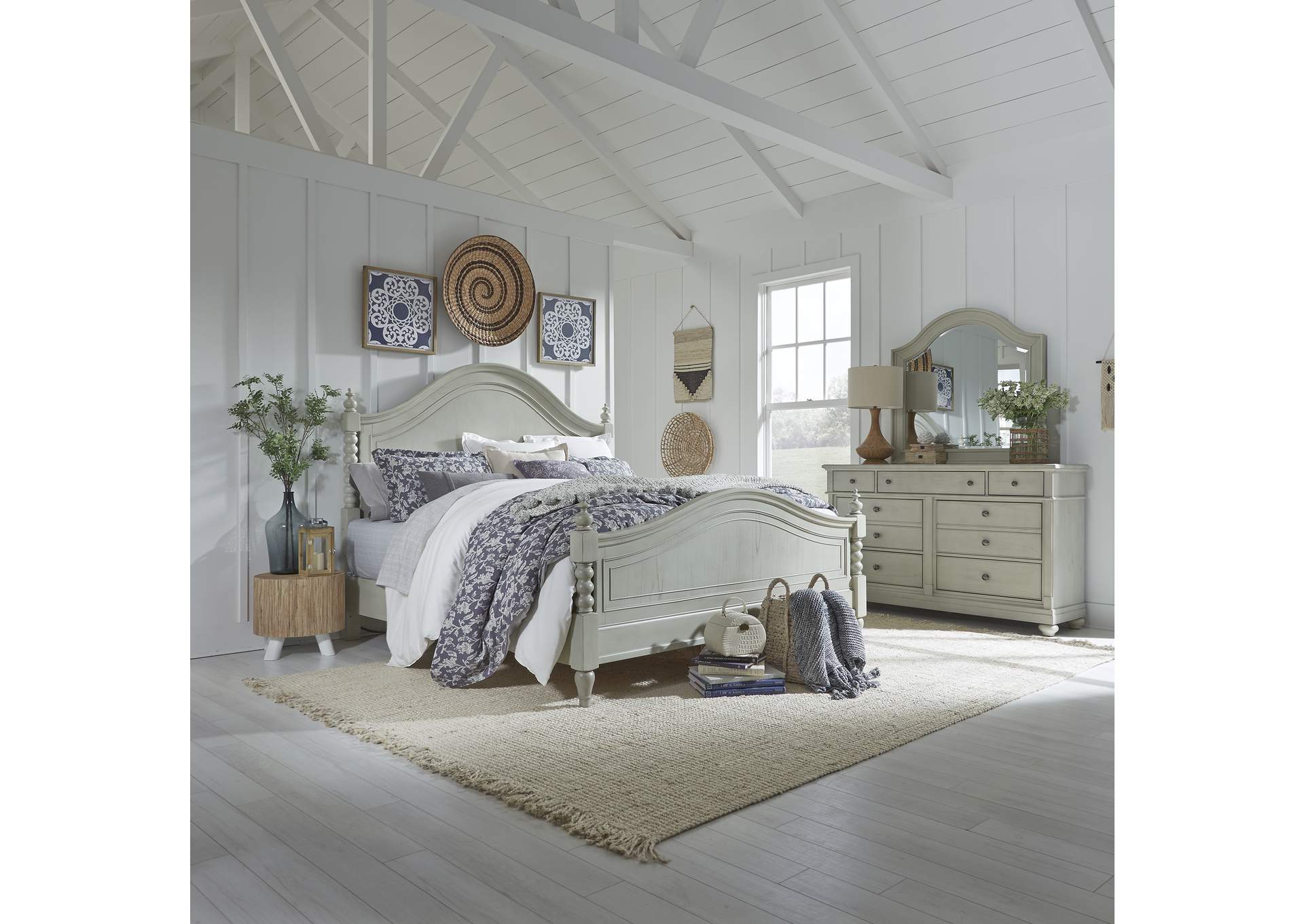 Country House Furniture Harbor View Iii Dove Gray King Poster Bed