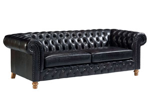 Penland S Furniture Well Seasoned Old Saddle Black Leather Sofa