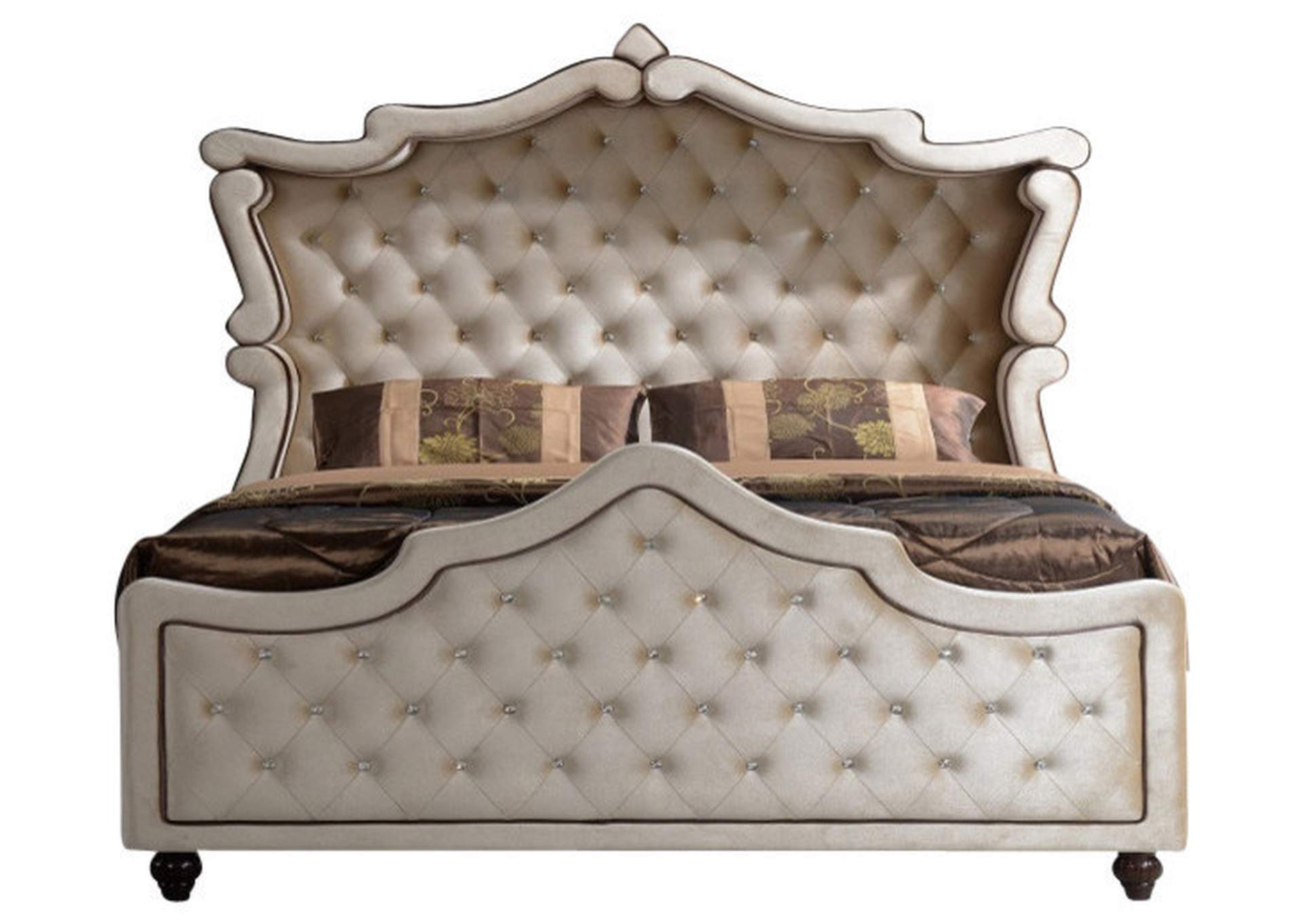 Furniture Ville Bronx Ny Diamond Golden Beige Velvet Queen