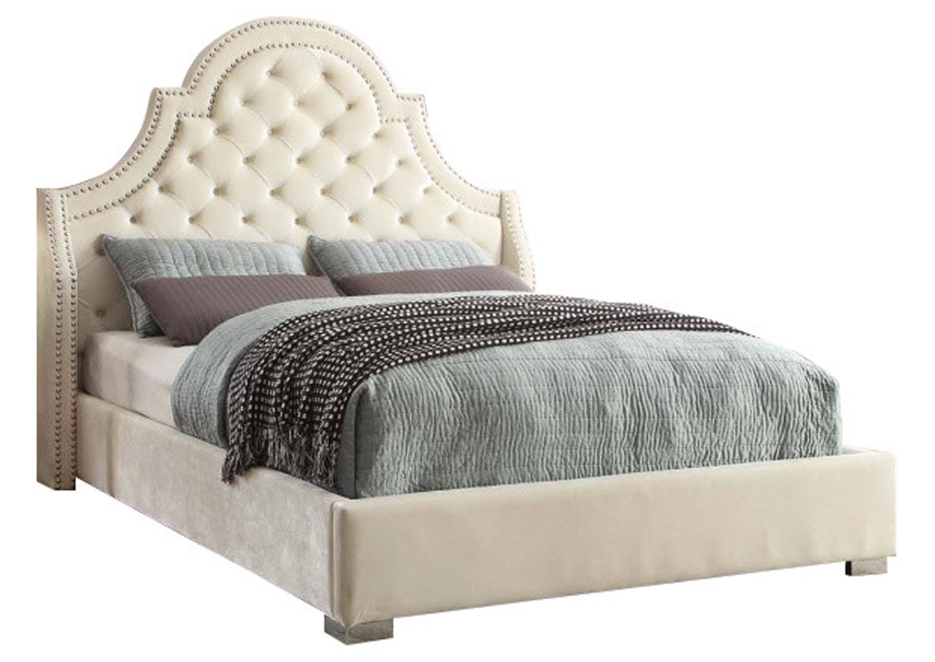 5th Avenue Furniture Mi Madison Cream Velvet King Bed