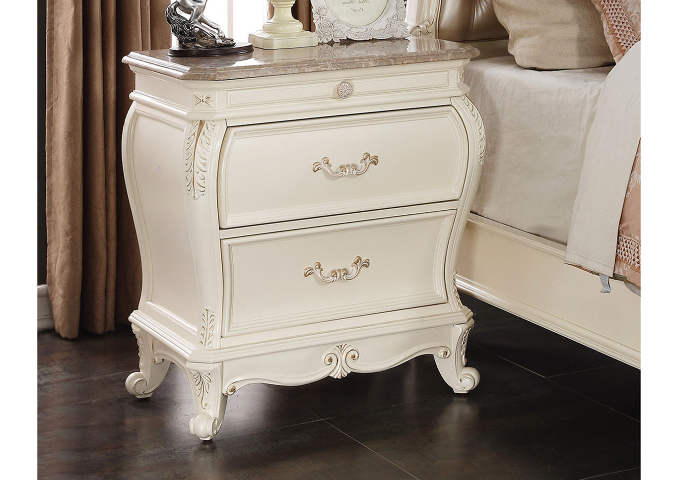 Marquee Pearl White Nightstand Ez Furniture