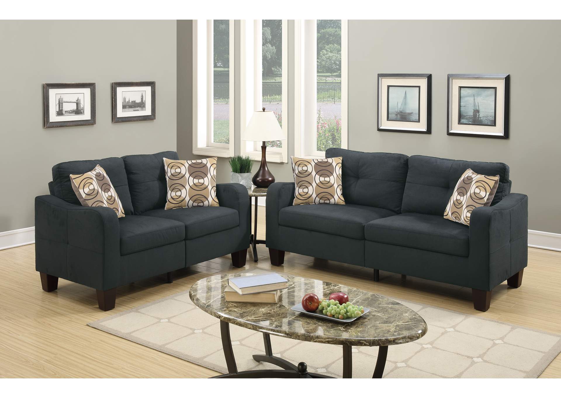 Black 2 Piece Sofa Set The Furniture Store