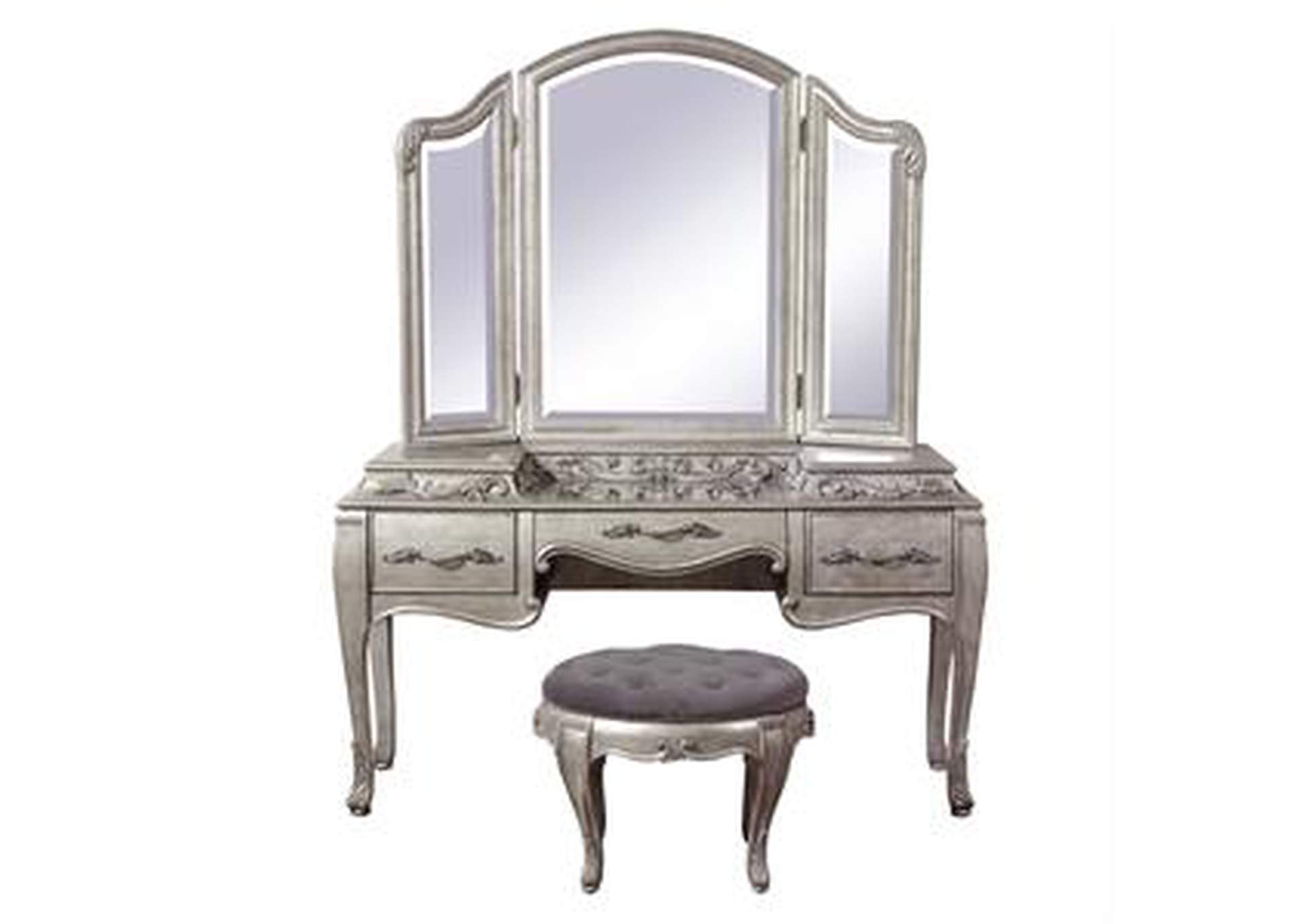 Rhianna Aged Silver Vanity Stool Best Buy Furniture And Mattress