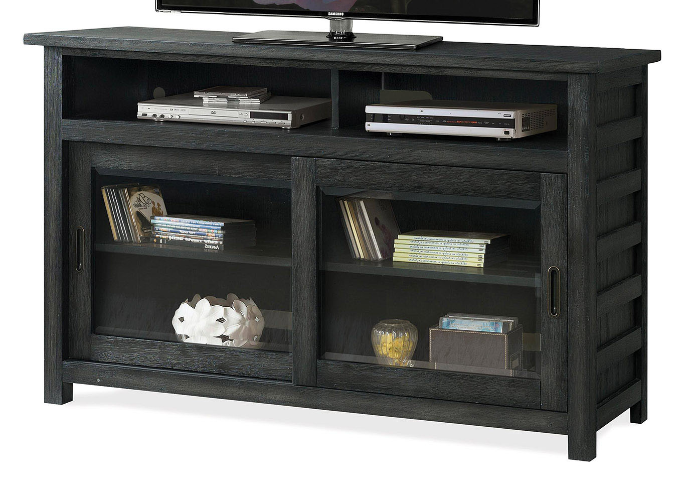 V Watts Furniture Perspectives Black 54 Inch Tv Console