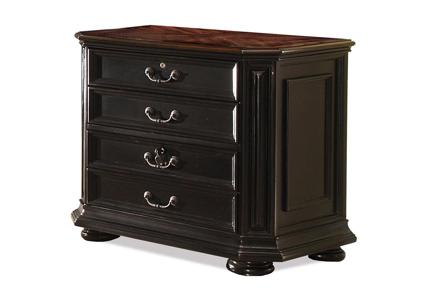 Allegro Burnished Cherry Rubbed Black Lateral File Cabinet Kirk Imports