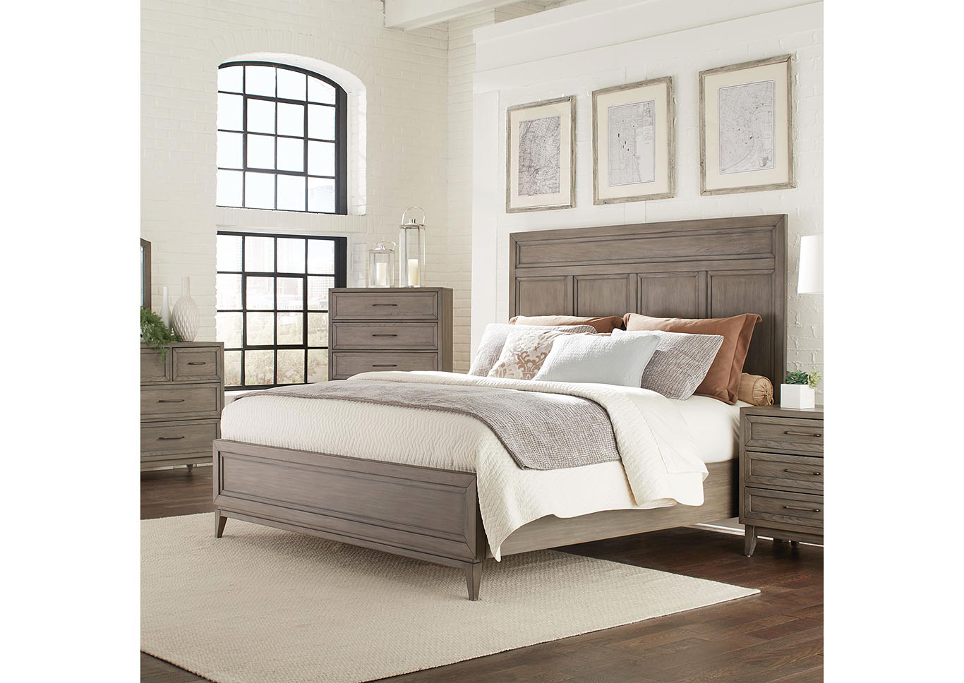 Penland S Furniture Vogue Gray Wash Queen Full Panel Bed W Dresser