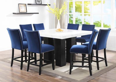 Ivan Smith Camila Brown Square Marble Top Dining Set W 8 Chairs