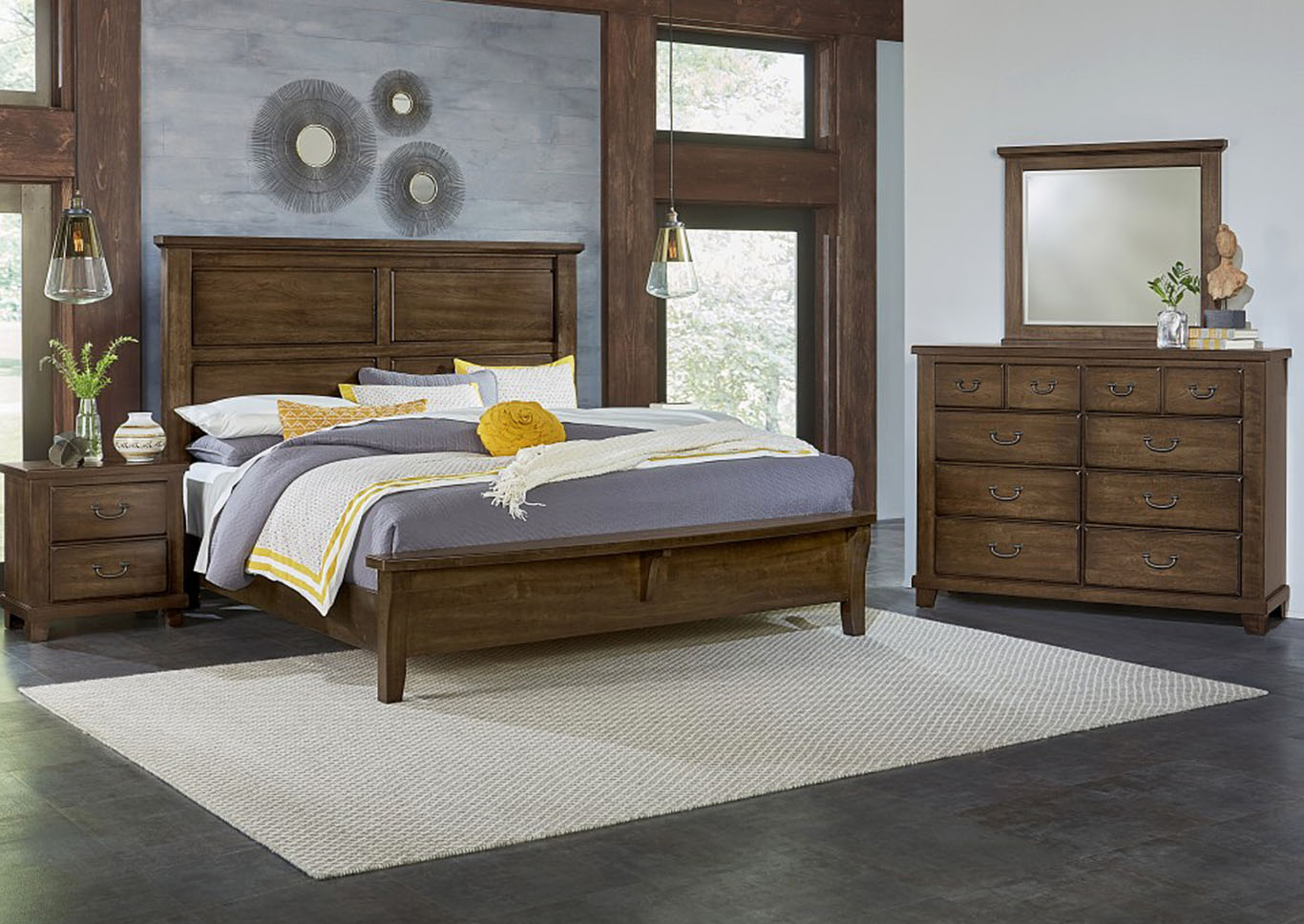 American Cherry Chestnut Queen Panel Bed W Bench Footboard Roberts Furniture Mattress