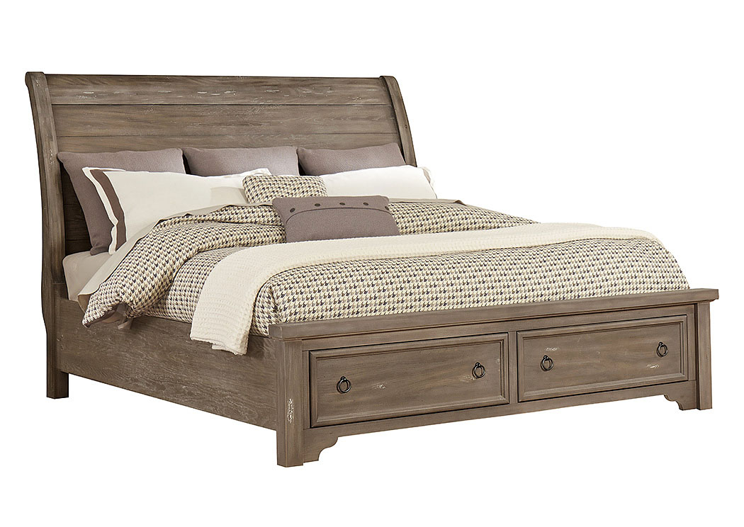 Jarons Whiskey Barrel Rustic Gray Queen Storage Sleigh Bed